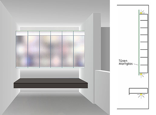 Vitrine mit Beleuchtung, Entwurf